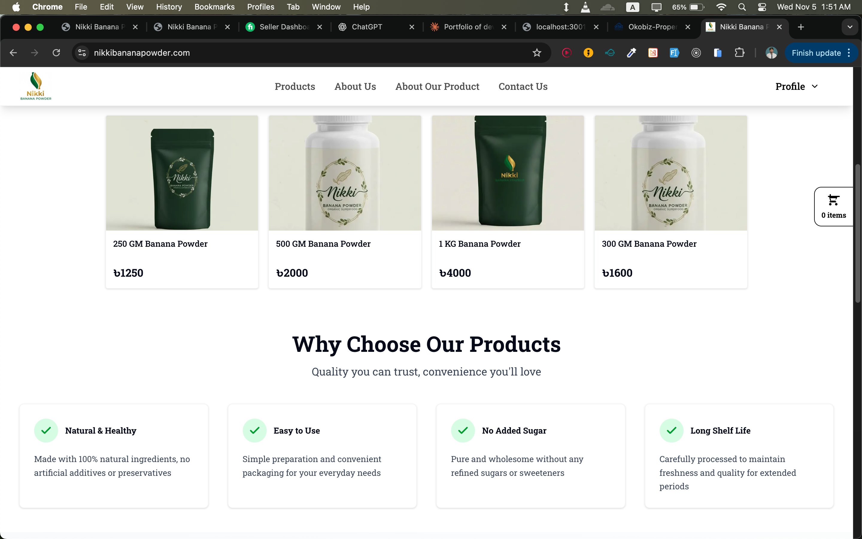 Nikki Banana Powder Business Website